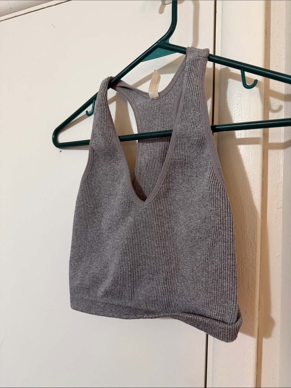 Free people Ribbed V-Neck Racerback Crop Tank Top - Gray
